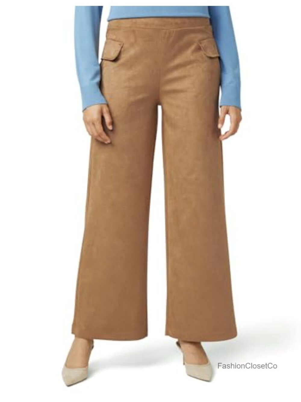 Faux Suede Wide Leg 31" Inseam Wide Leg Pant